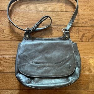 FRYE Leather Saddle Crossbody Gray